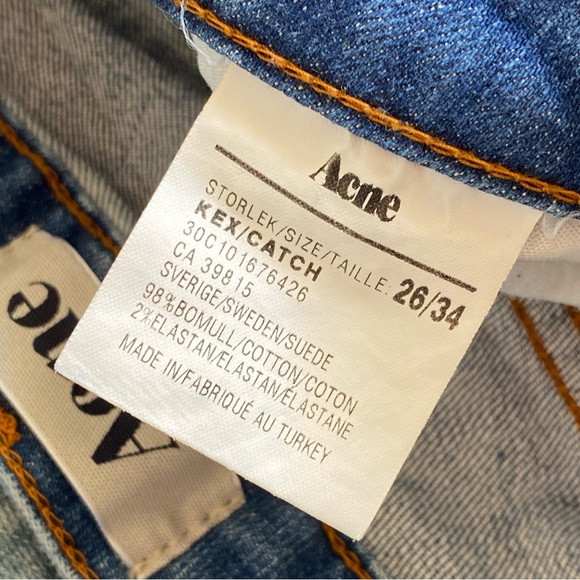 ACNE STUDIOS kex catch low waist skinny straight leg knee stitching blue jeans - Picture 8 of 10